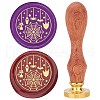Brass Wax Seal Stamps with Rosewood Handle AJEW-WH0412-0108-1