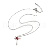 Brass Cubic Zirconia Wing Cross Pendant Necklaces for Women NJEW-C067-07P-01-4