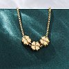 304 Stainless Steel Triple Beads Pendant Box Chain Necklaces NJEW-R026-02G-01-2