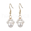 Round Shell Pearl Beads Dangle Earrings EJEW-JE06318-3