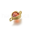 Heart Brass Cubic Zirconia Connector Charms KK-P295-34G-01-2
