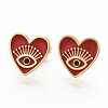 Brass Enamel Stud Earrings EJEW-S208-052A-2