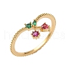 Brass Micro Pave Cubic Zirconia Finger Rings RJEW-Z102-01G-4
