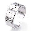 304 Stainless Steel Word King Open Cuff Ring for Women RJEW-T027-09P-1