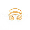 Ion Plating(IP) 304 Stainless Steel Triple Line Open Cuff Ring for Women RJEW-S405-171G-2