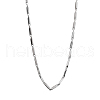 201 Stainless Steel Rectangle Bar Link Chain Necklace NJEW-Q336-05B-P-1