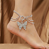 Alloy Crystal Rhinestone Multilayer Butterfly Charm Anklets for Women FS-WG289AF-02-1
