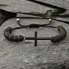 Natural Lava Rock Round Bead Braided Bead Bracelets FL7803-1-1