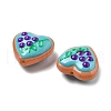 Handmade Lampwork Enamel Beads Heart with Blueberry LAMP-V001-06F-3