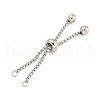 Non-Tarnish Adjustable 304 Stainless Steel Box Chain Slider Bracelet Making MAK-L038-001P-03-1