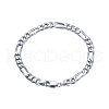 Rhodium Plated 925 Sterling Silver Figaro Chain Bracelets BJEW-I314-005A-P-1