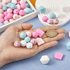 78Pcs 10 Style Round/Hexagon/Arch Food Grade Eco-Friendly Silicone Focal Beads SIL-TA0001-43-6