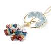Natural Aquamarine Tree of Life with Mixed Gemstone Chips Tassel Big Pendant Decorations HJEW-H057-03G-A04-3