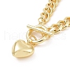 Brass Heart Pendant Necklace with Curb Chains for Women NJEW-L463-002G-2