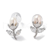 Mother's Day Jewellery Natural Pearl and Cubic Zirconia Stud Earrings for Women EJEW-C083-05P-2