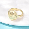 Ocean Theme Brass Cuff Rings RJEW-C135-01G-07-3