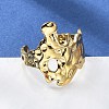Ion Plating(IP) 304 Stainless Steel Wide Flower Open Cuff Ring for Women X-RJEW-G275-05G-1