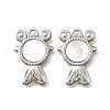 304 Stainless Steel Pave Natural White Shell Pendants STAS-C122-21F-02P-1