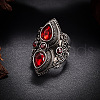 Teardrop & Oval Bohemian Style Zinc Alloy with Resin Imitation Moonstone/Rhinestone Finger Rings FS-WGFB6C4-13-1