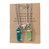 2Pcs Glass Double Faceted Pointed Bullet Pendant Couple Necklaces with Heart Magnetic Clasps FS-WG058EE-02-1