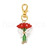 4Pcs 4 Colors Bouquet Handmade Glass Seed Beaded & Acrylic Pendants Decorations HJEW-MZ00269-3