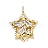 Brass Clear Cubic Zirconia Connector Charms KK-Z094-03G-02-1