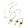 Glass & Resin Evil Eye Pendant Necklaces & Dangle Earrings Sets SJEW-MZ00010-2