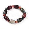 Natural Agate Bead Stretch Bracelets G-P570-01F-5