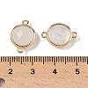 Brass Pave Natural Quartz Crystal Faceted Flat Round Connector Charms G-U028-04G-05-3