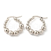 304 Stainless Steel Beaded Hoop Earrings for Women EJEW-F319-03P-1