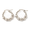 Non-Tarnish 304 Stainless Steel Beaded Hoop Earrings for Women EJEW-F319-03P-1