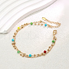 Fashionable Vintage Style Brass & Faceted Glass Rondelle Beads Double Layer Adjustable Ladies Anklets FX2573-4-1