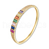 Colorful Cubic Zirconia Rectangle Hinged Bangle BJEW-N014-007-1
