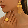 Vintage Alloy Round Tassel Earrings & Ring Sets for Women's Party Wedding KC7338-3