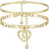 2Pcs Heart 201 Stainless Steel with Rhinestone Anklets FS-WG32213-13-1