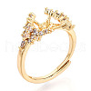 Brass Micro Pave Cubic Zirconia Adjustable Ring Settings KK-T076-09G-1