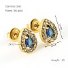 304 Stainless Steel Cubic Zirconia Stud Earrings FS-WGD0B7C-24-1