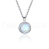 Flat Round with Antler Shape Brass Natural Moonstone Pendant Necklaces for Women WG9EF84-05-2