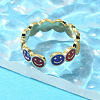 Brass Open Cuff Rings for Women RJEW-R005-03G-4