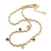 304 Stainless Steel Rope Chain Colorful Cubic Zirconia Tassel Necklaces for Women NJEW-V015-01G-A-1