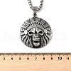 304 Stainless Steel Indian Head Skull Pendant Necklaces for Women Men NJEW-Z076-03AS-5