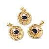 Rack Plating Brass Pave Cubic Zirconia Pendants KK-O142-27G-1