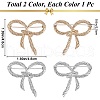 Gorgecraft 2Pcs 2 Colors Bowknot Alloy Brooches JEWB-GF0001-40-2