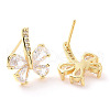 Clear Cubic Zirconia Butterfly Stud Earrings EJEW-F298-05G-2