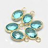Oval Faceted Golden Tone Brass Glass Charms GLAA-O015-19G-1