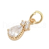 Brass Micro Pave Cubic Zirconia Charms KK-Q096-15B-G-2