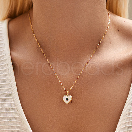 Brass Pave Natural Shell Pendant Necklaces for Women FS-WG5BA91-05-1