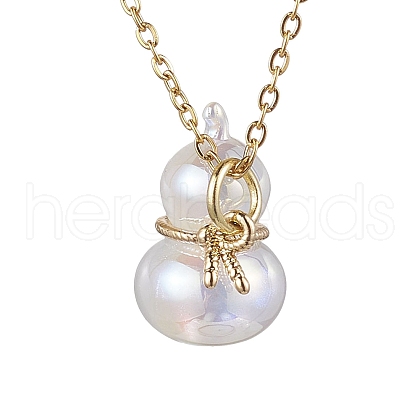 304 Stainless Steel and Acrylic Imitation Shell Pendant Necklaces NJEW-JN04706-1