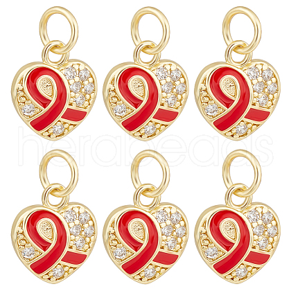 Beebeecraft 15Pcs Brass Micro Pave Clear Cubic Zirconia Pendants KK-BBC0010-36-1