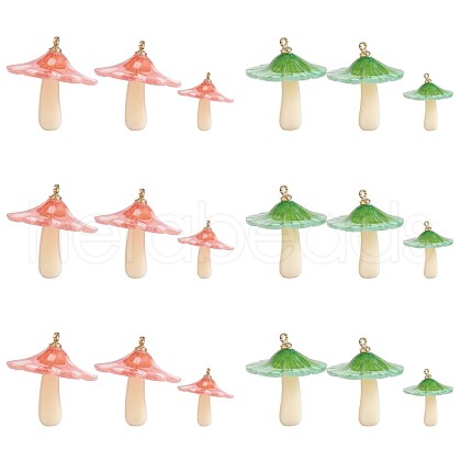 12Pcs Mushroom Charm Pendant Acrylic Mushroom Charm Colorful with Jump Ring for Jewelry Necklace Bracelet Earring Making Crafts JX312A-1